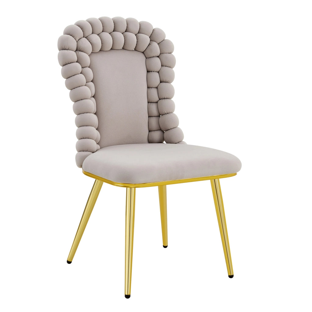 Set di 2 sedie da pranzo con schienale alto a catena di sfere in velluto grigio chiaro