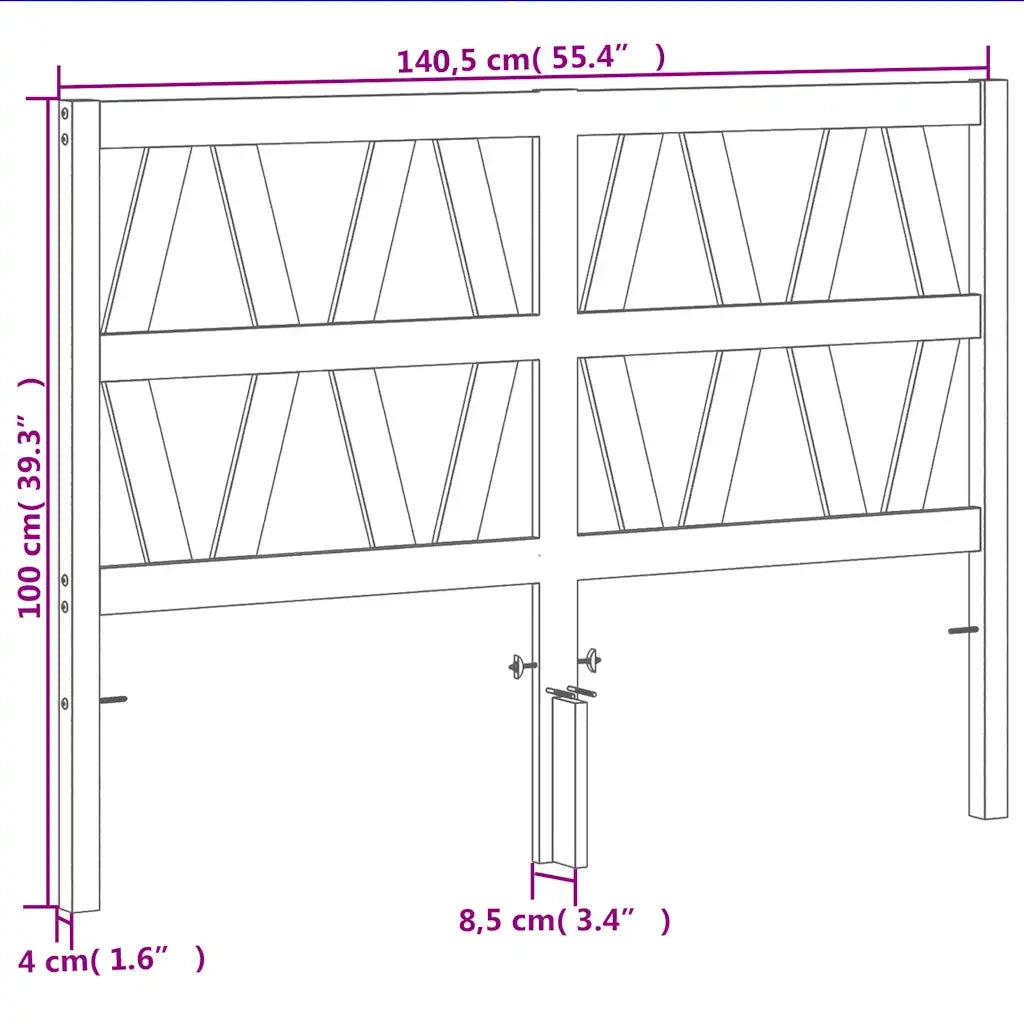 Testiera-Testata-Testiera Decorativa Marrone Cera 135 cm in Legno Massello di Pino 561837