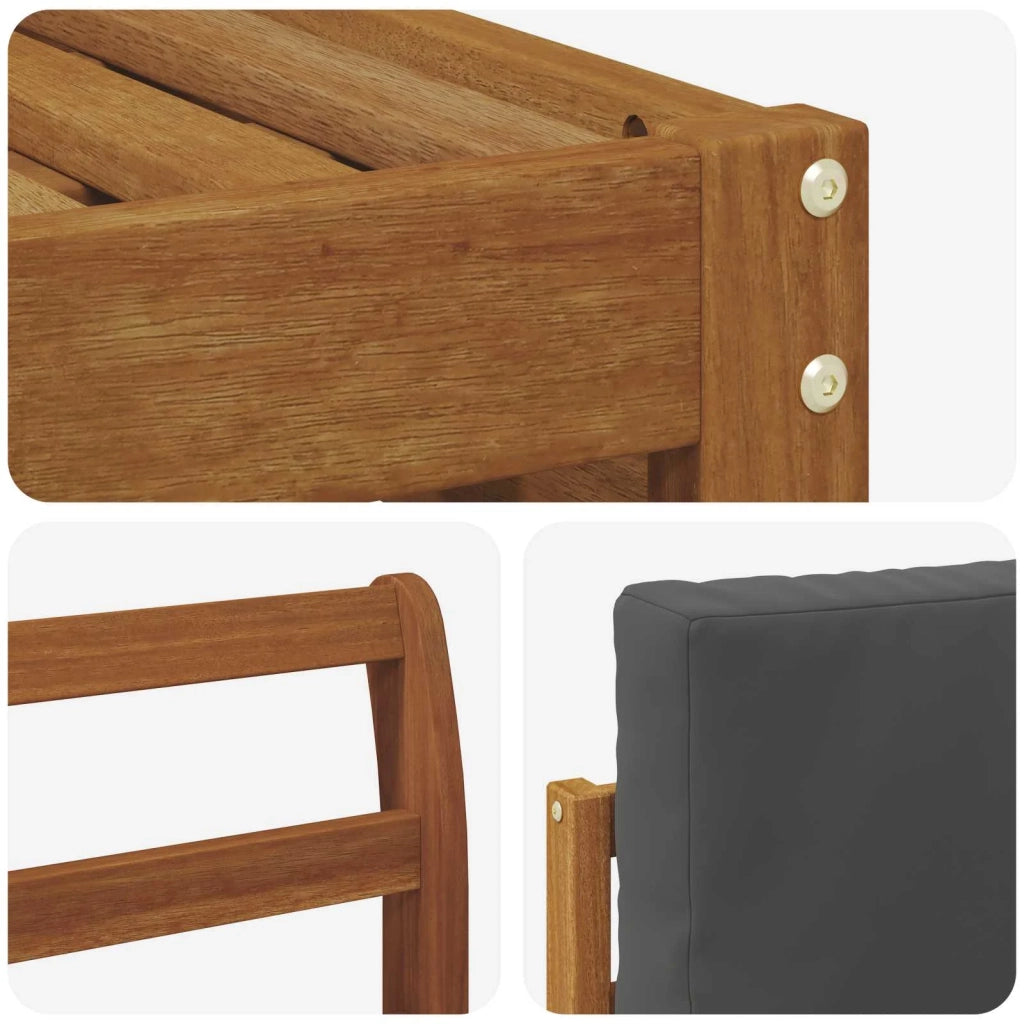 Set divani 8 pcs Naturale e Antracite Legno di Acacia Massello 3374492