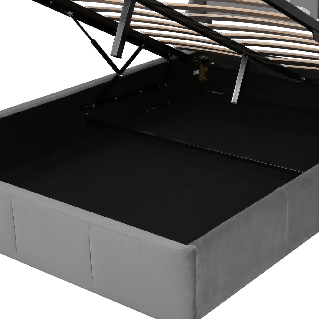 letto imbottito velluto grigio 140 x 190 cm