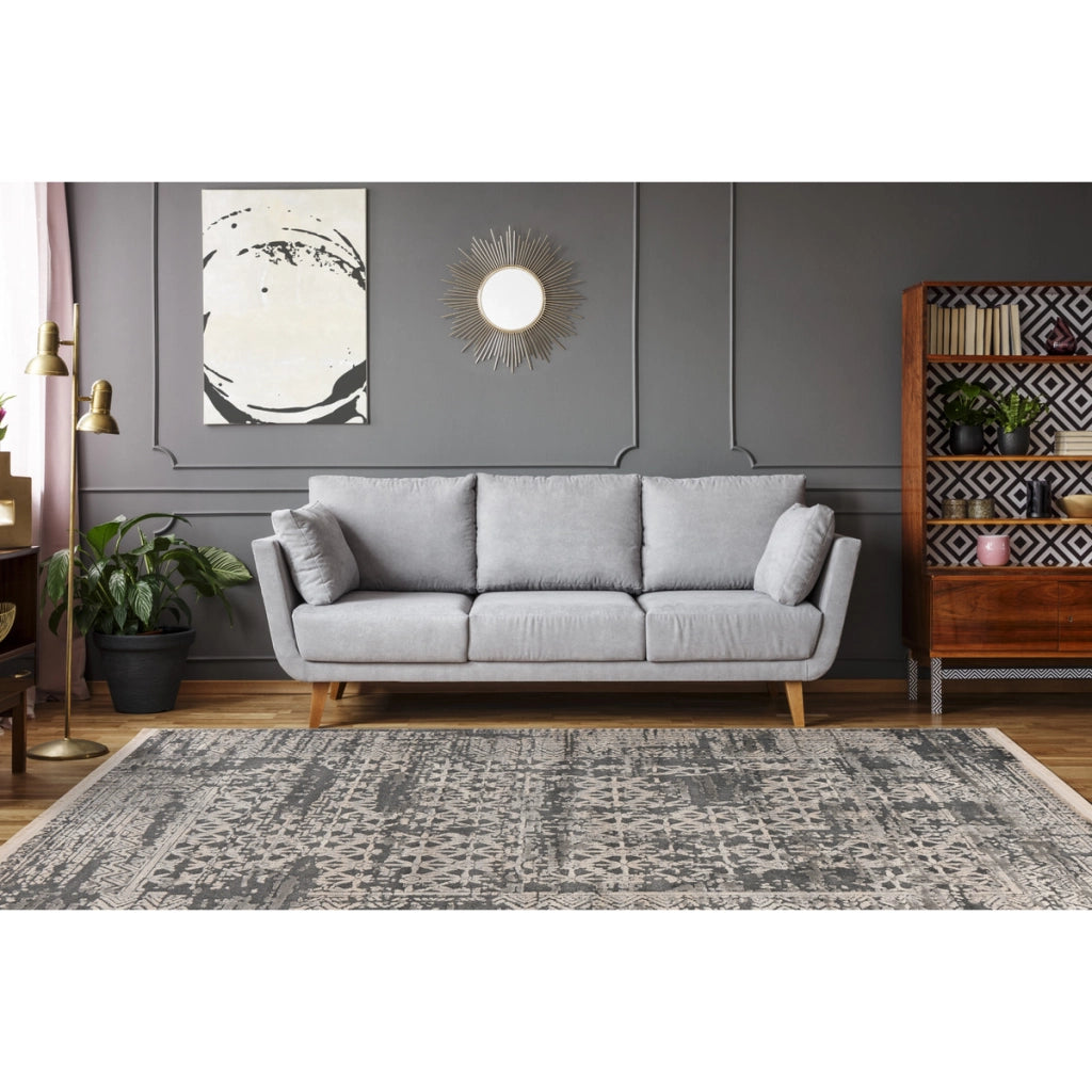 Tappeto Vintage Adela in Grigio e Blu 80x150 cm