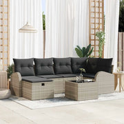 Set Divano da Giardino 7 pcs Grigio chiaro Poly Rattan