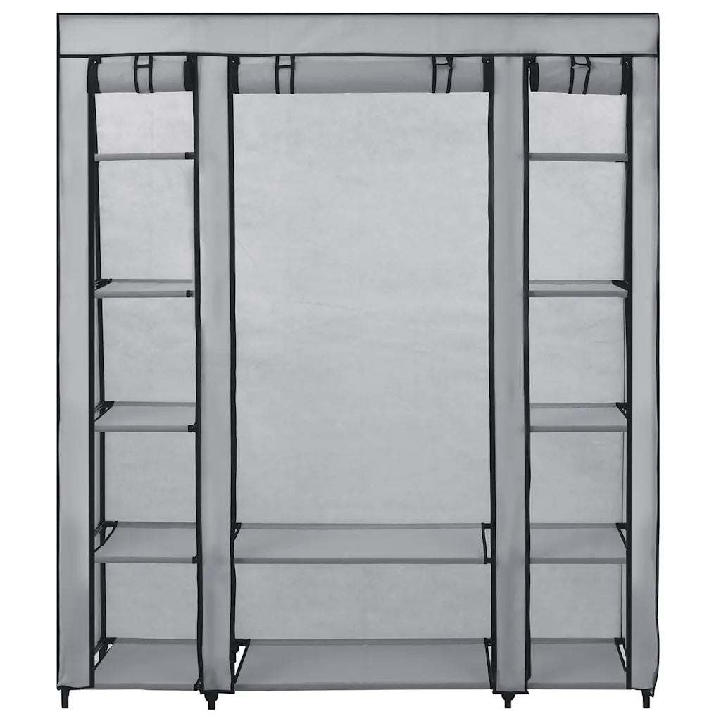 Armadio con Scomparti e Aste Grigio 150x45x176 cm in Tessuto 282436