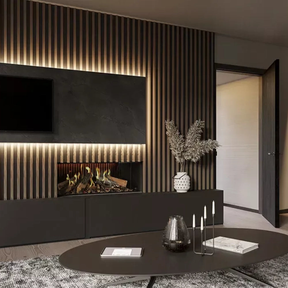 Camino elettrico virtuo 130 evolve telecomando ciocchi ceramici simil-legno