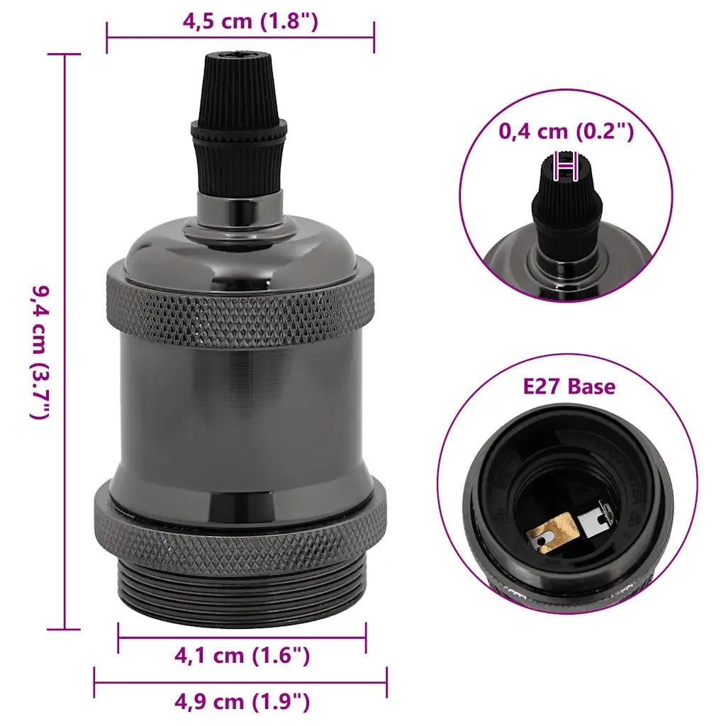 Portalampade 2 pz Nero Lucido E27 4106528