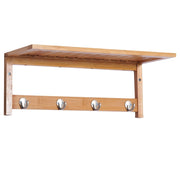 Appendiabiti da parete con ganci, salvaspazio, portata 5 kg, 50 x 16 x 17,5 cm, legno naturale