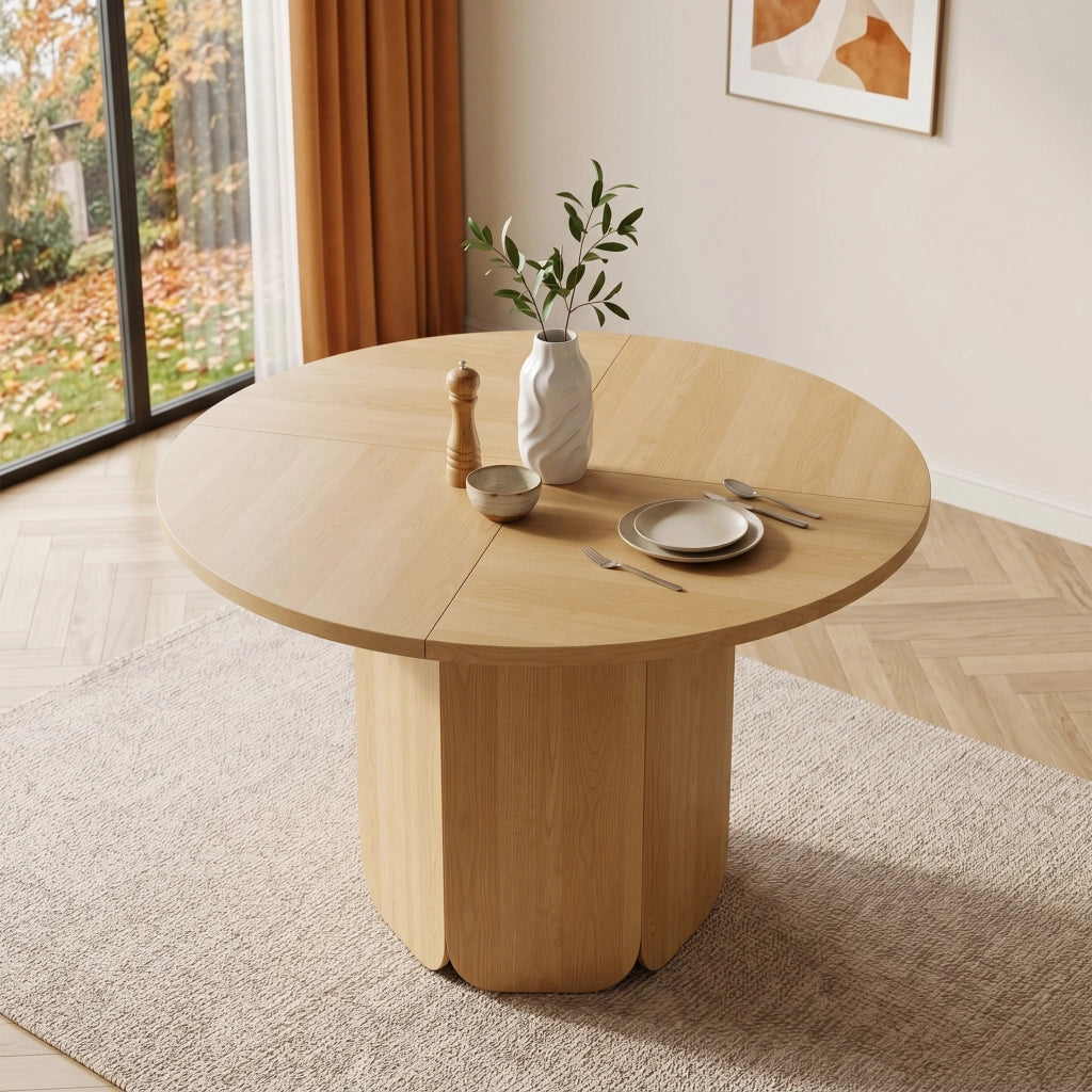 TAVOLO ROTONDO DA PRANZO 120 cm MDF Rovere per 4-6 persone