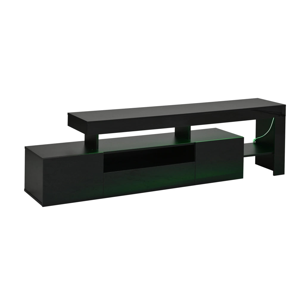 Mobile TV con 3 ante; LED e vani aperti - per soggiorno - 192×37×53 cm - nero
