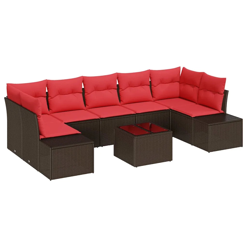 Set Divano da Giardino con cuscino 8 pcs Marrone polyrattan 3346984