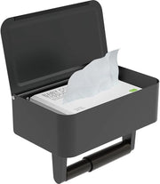 Toilette in dotazione senza perforazione, supporto autoadesivo per carta igienica in materiale nero opaco con contenitore per tessuto umido, supporto per carta igienica in acciaio inossidabile con impronta d'uccello per la parete per la stanza da bagno