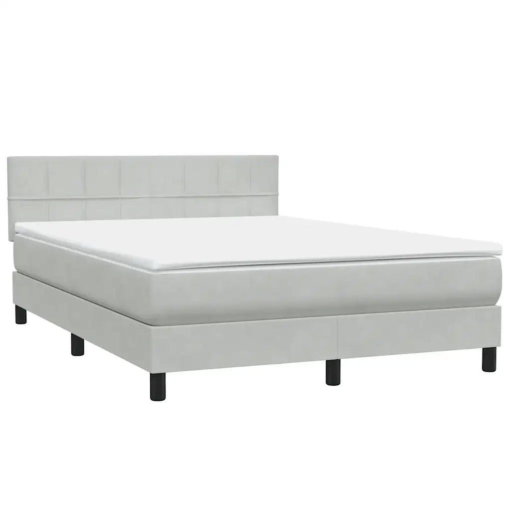 Letto a Molle con Materasso e LED Grigio Chiaro 160x210cm Velluto 3316887