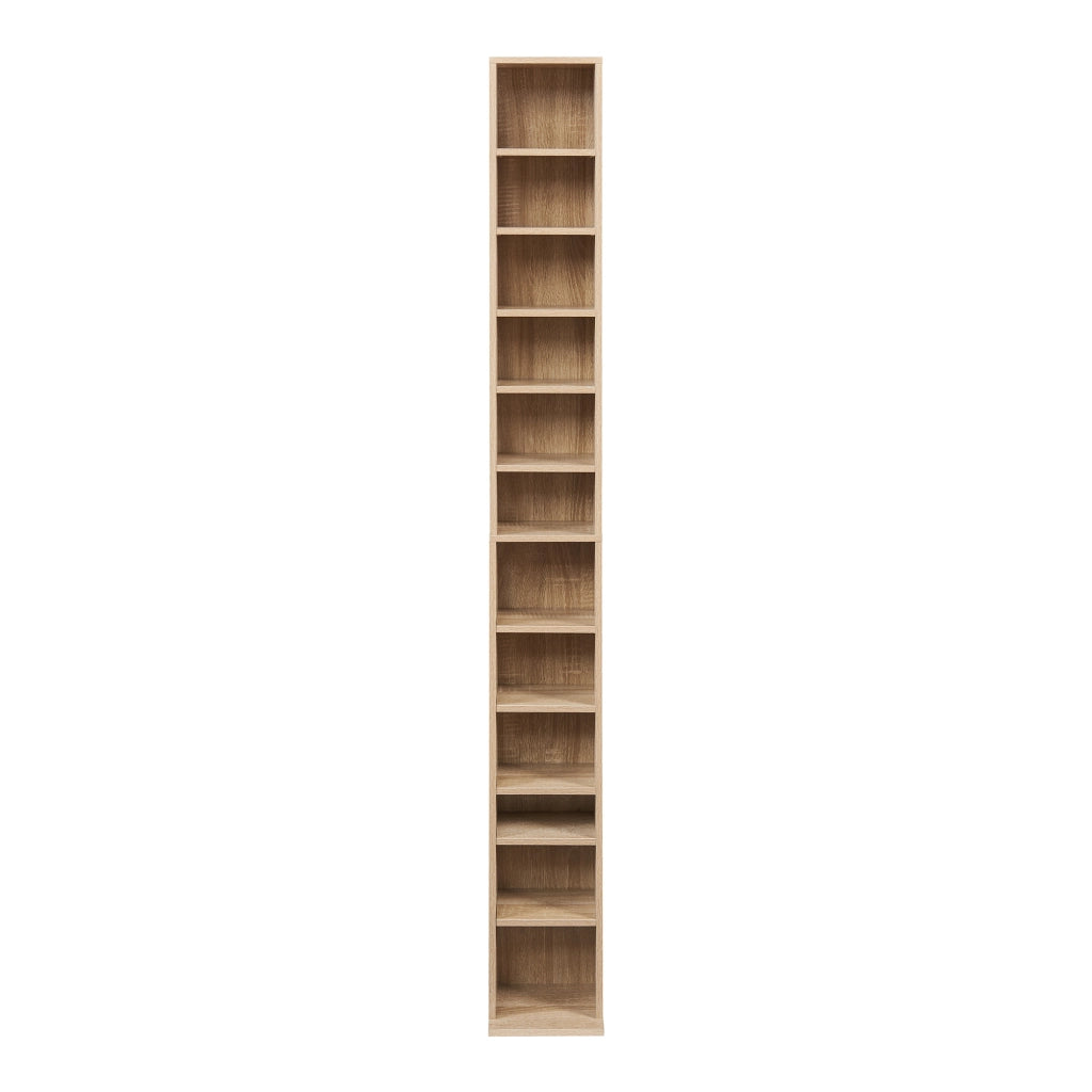 Scaffale a Colonna Tynset con 12 Scomparti per CD DVD 175x20x20 cm Effetto Rovere Sonoma [en.casa]