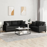 Set di Divani 2 pz con Cuscini Nero in Similpelle 3201388