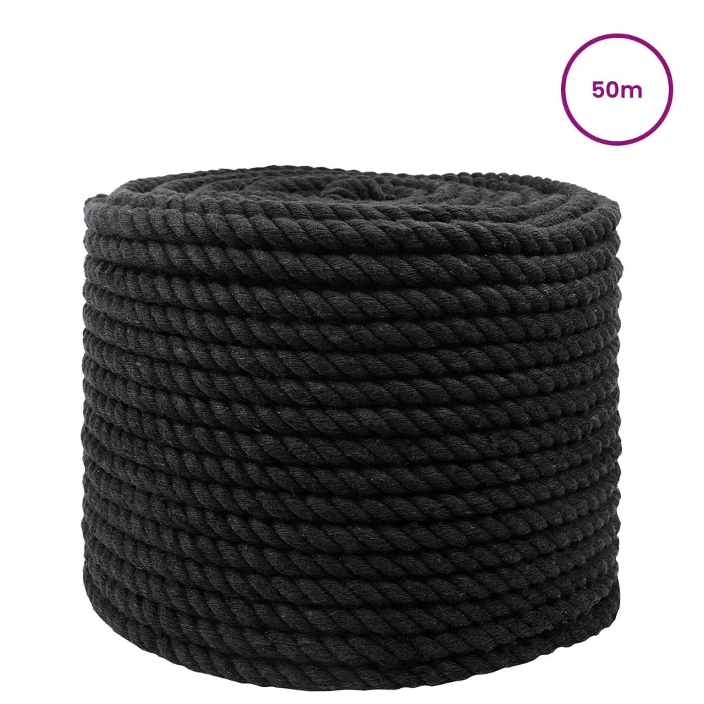 Corda | Fune Nero 1,2 x 1,2 x 5000 cm Cotone