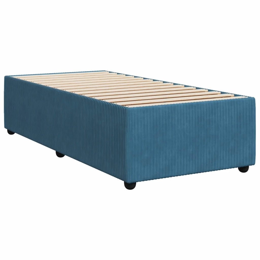 Letto Box Spring LED con Materasso Blu 80 x 200 cm Velluto 3455955