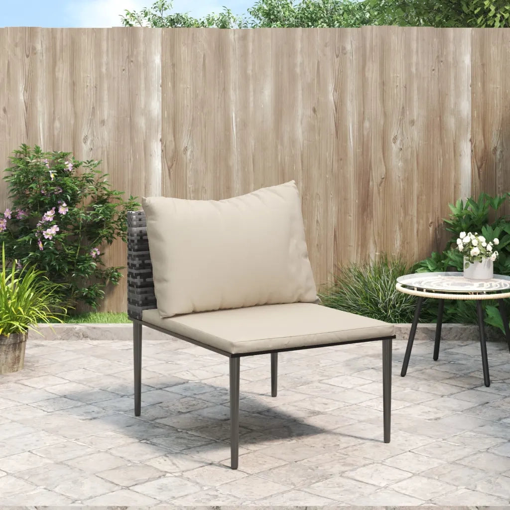 Divano componibile-Divano Centrale da Giardino con Cuscini in Polyrattan Grigio 614953