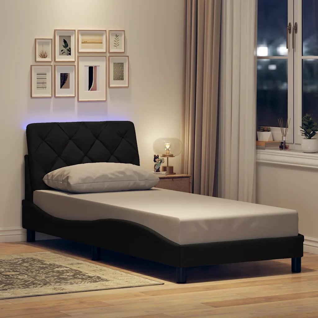 Giroletto con LED senza Materasso Nero 90x190 cm in Tessuto 3310638