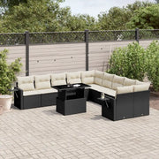 Set Divani da Giardino 11 pz con Cuscini in Polyrattan Nero