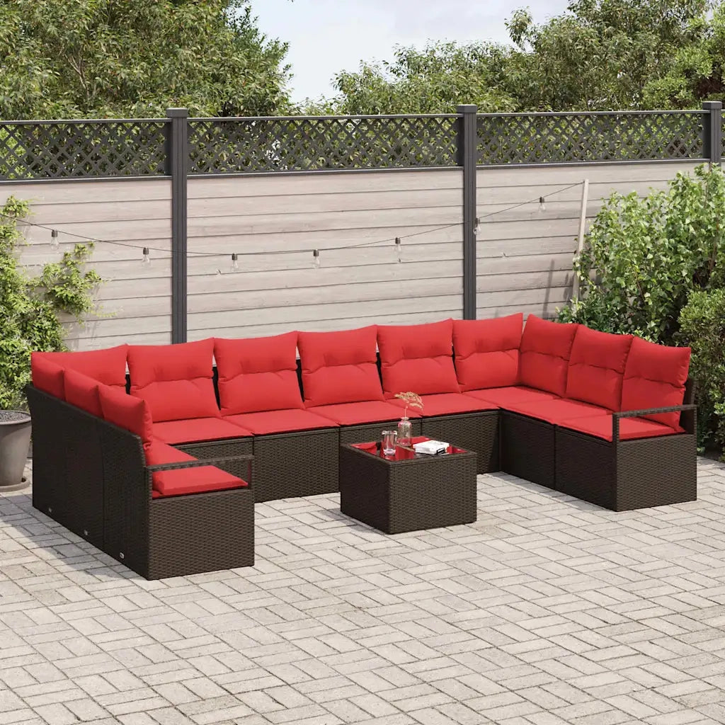 Set di divani con cuscino 11 pcs Marrone polyrattan 3346574