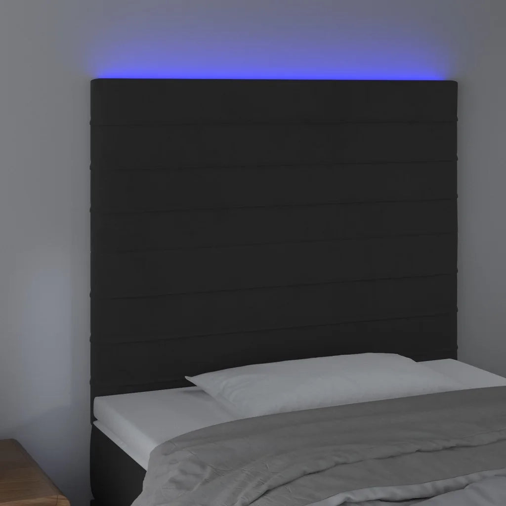 Testiera | Testata a LED Nera 80x5x118/128 cm in Velluto