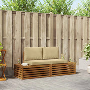 Set di divani da esterno-Sofa da giardino con cuscino 2 Pezzo Naturale e Beige