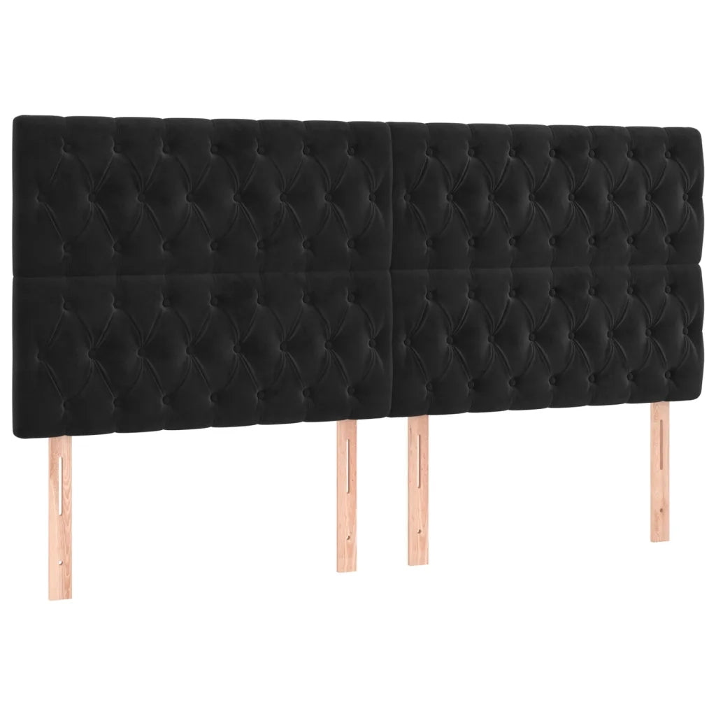 Letto matrimoniale | Letto per adulti | Giroletto con Testiera Nero 180x200 cm in Velluto