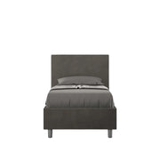 BS COM Letto singolo contenitore imbottito 90x190 microfibra grigio