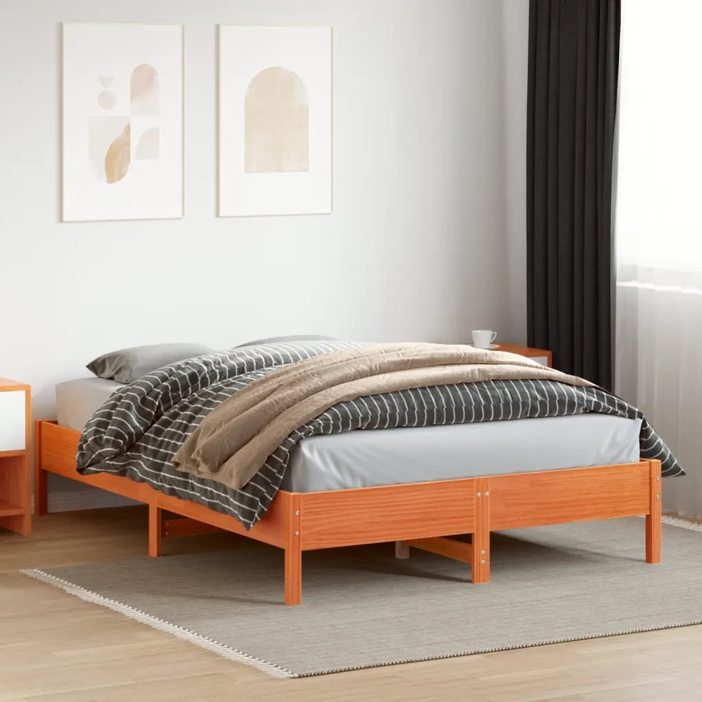 Giroletto senza Materasso-Struttura Letto Marrone Cera 140x200cm Massello Pino 154077