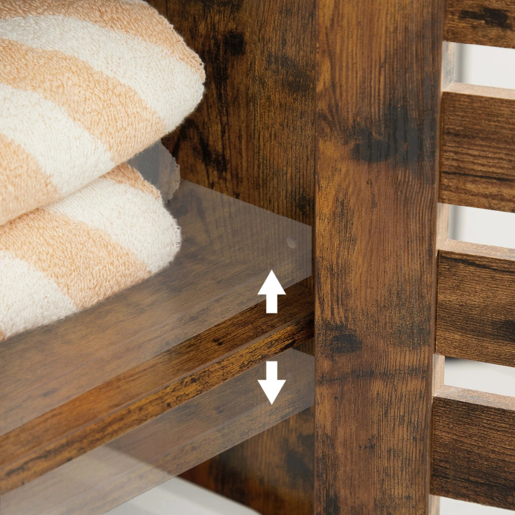 Mobiletto da bagno vintage Oskar in legno marrone rustico