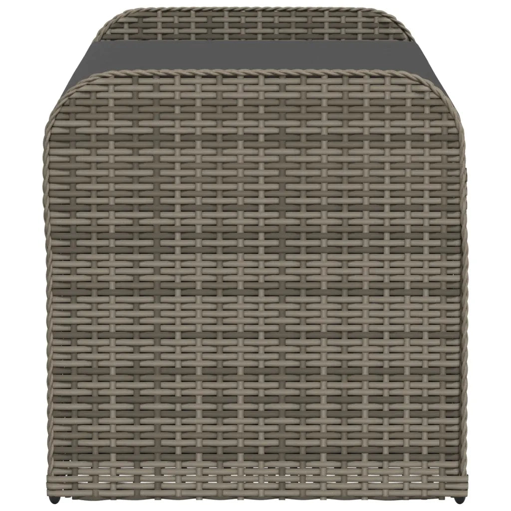 CassaPanca da Giardino | Panchina con Cuscino Grigia 115x51x52 cm in Polyrattan