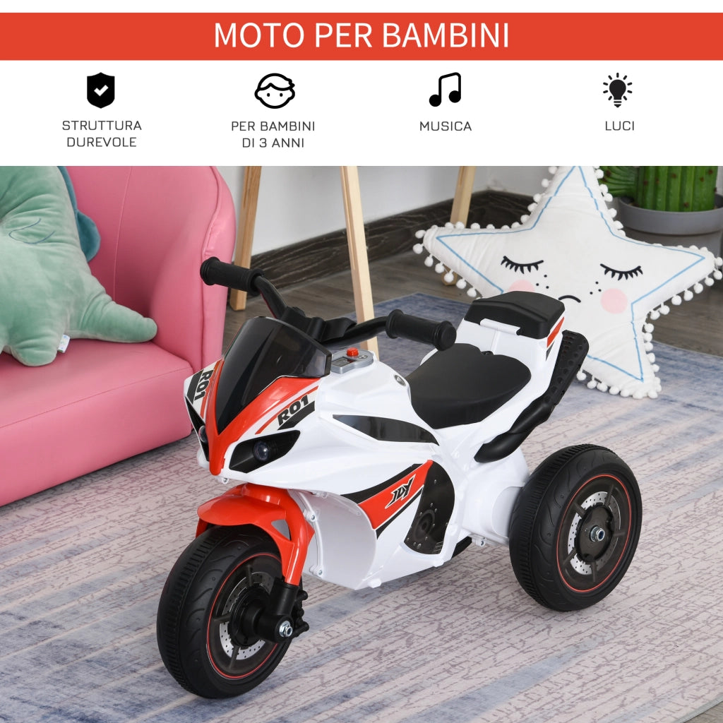Moto Giocattolo a 3 Ruote per Bambini ¨C Minimal ¨C Bianco e Rosso