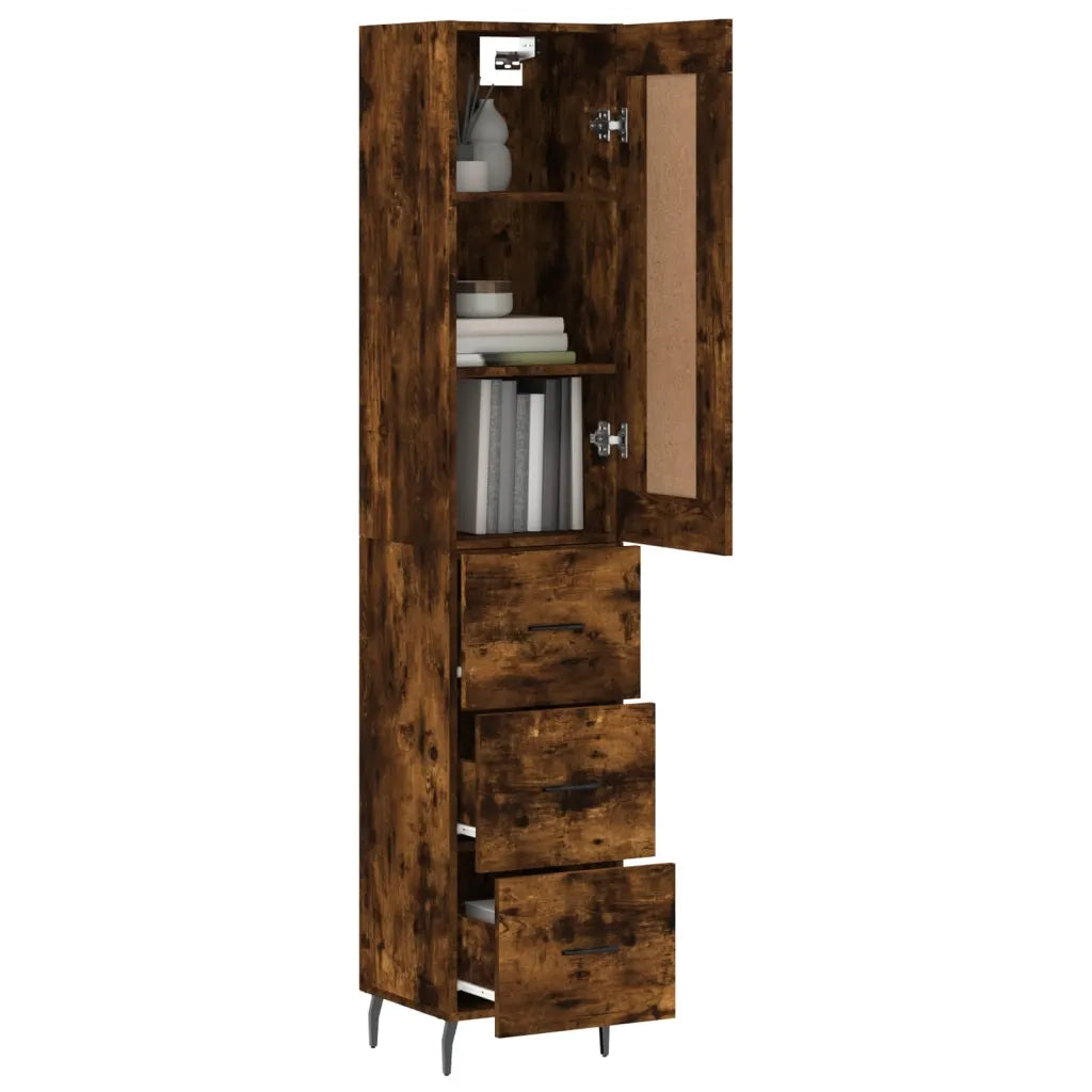 Credenza-Buffet-Armadio da cucina Rovere Fumo 34,5x34x180 cm in Legno Multistrato 307919