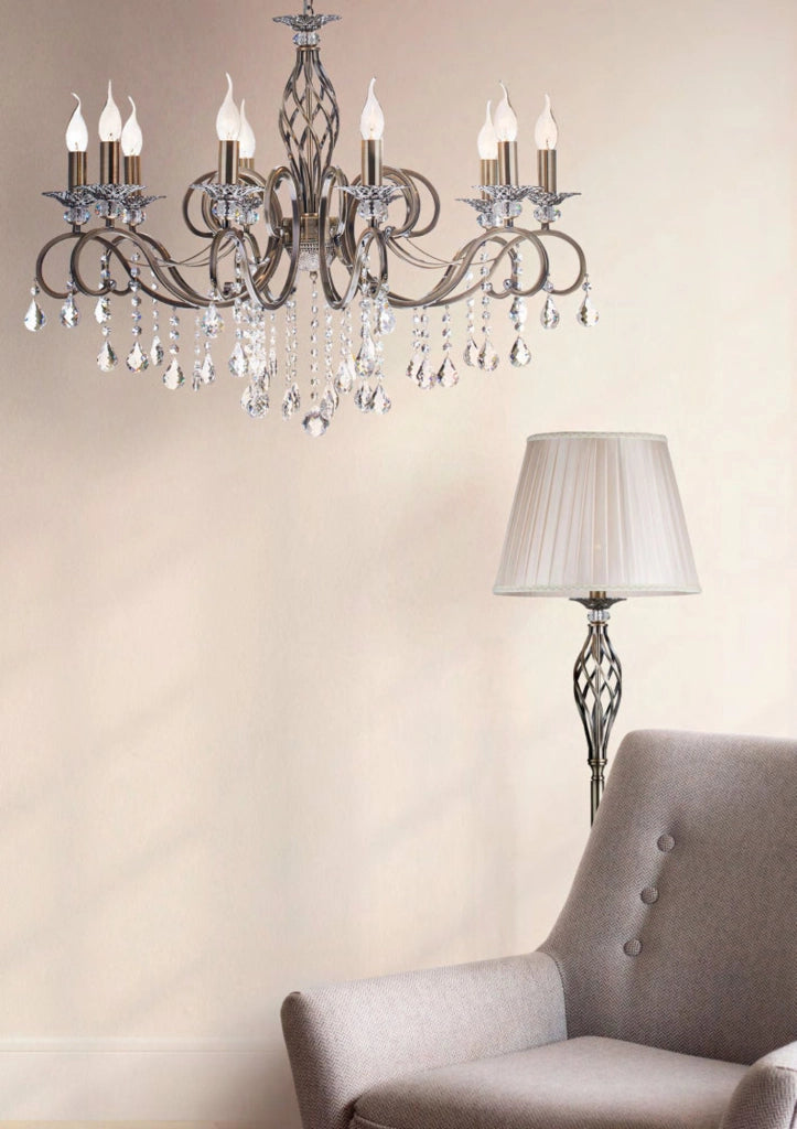 Maytoni Lampadario Classico Grace 10 luci E14 ottone metallo cristallo