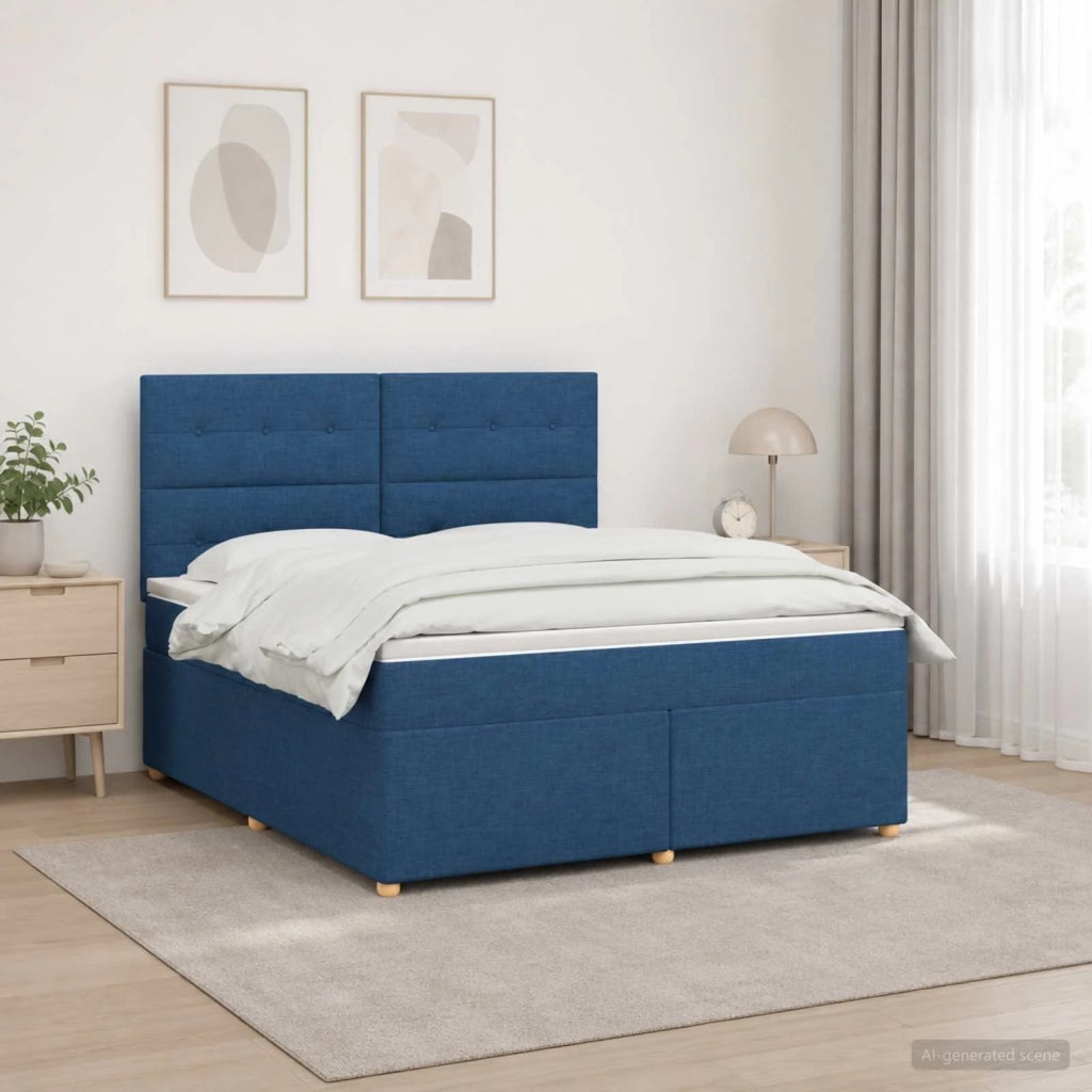 Letto box spring con materasso Blu 160 x 200 cm Tessuto 3455391