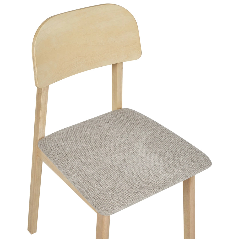 Set di 2 sedie da pranzo Struttura in legno di gomma chiaro Seduta in tessuto poliestere taupe Senza braccioli Design retrò