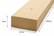 Tavolone / Listone abete carpenteria grezzo  250 x 58 x 2000 mm - 2 pz.