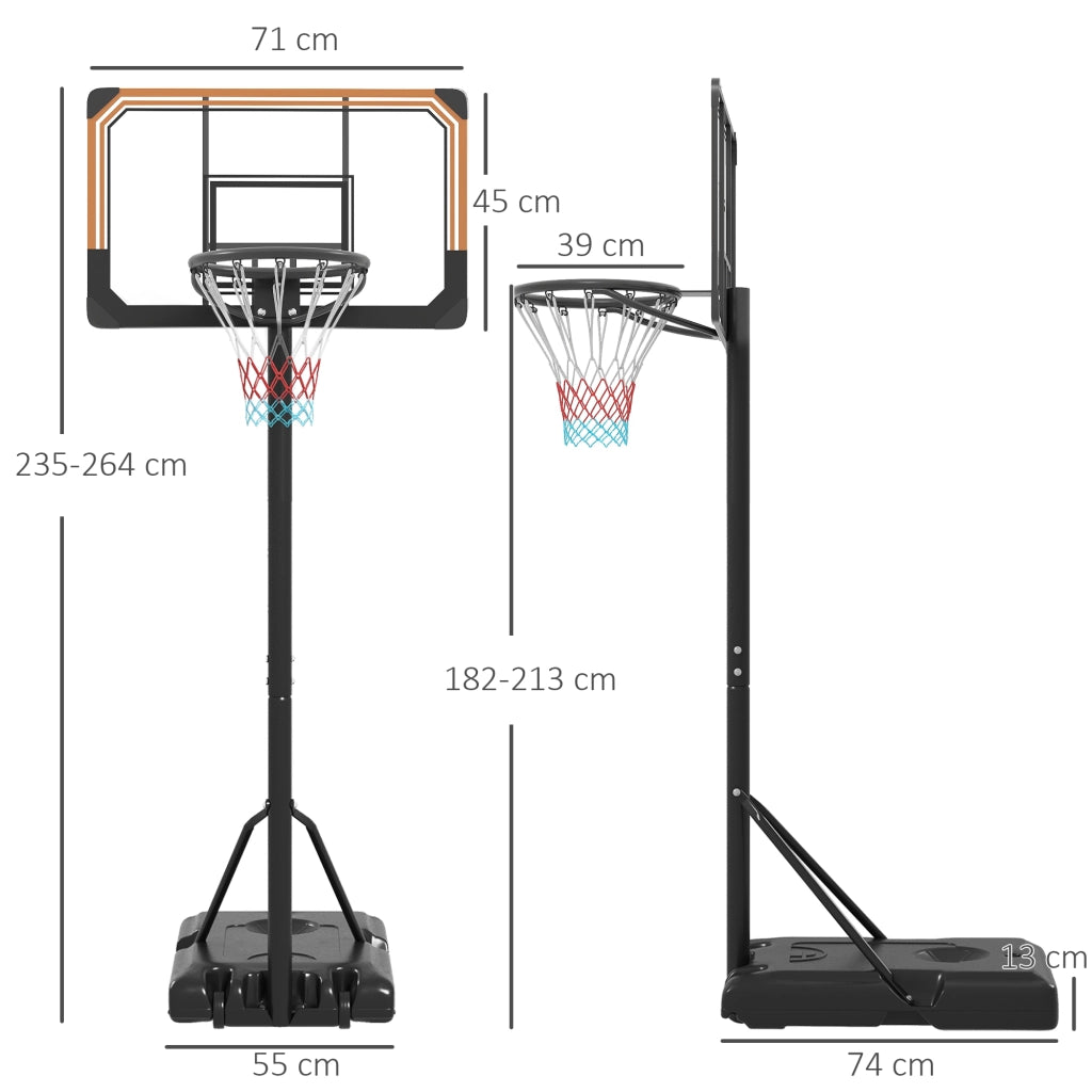 Canestro da Basket Regolabile per Esterno ¨C Zephmum ¨C Nero 182-213 cm