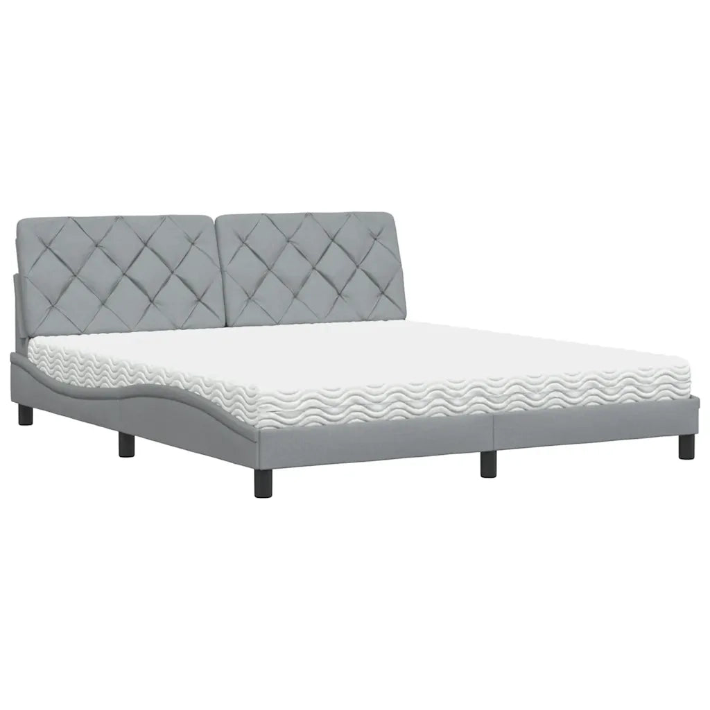 Letto con Materasso Grigio Chiaro180x200 cm Tessuto