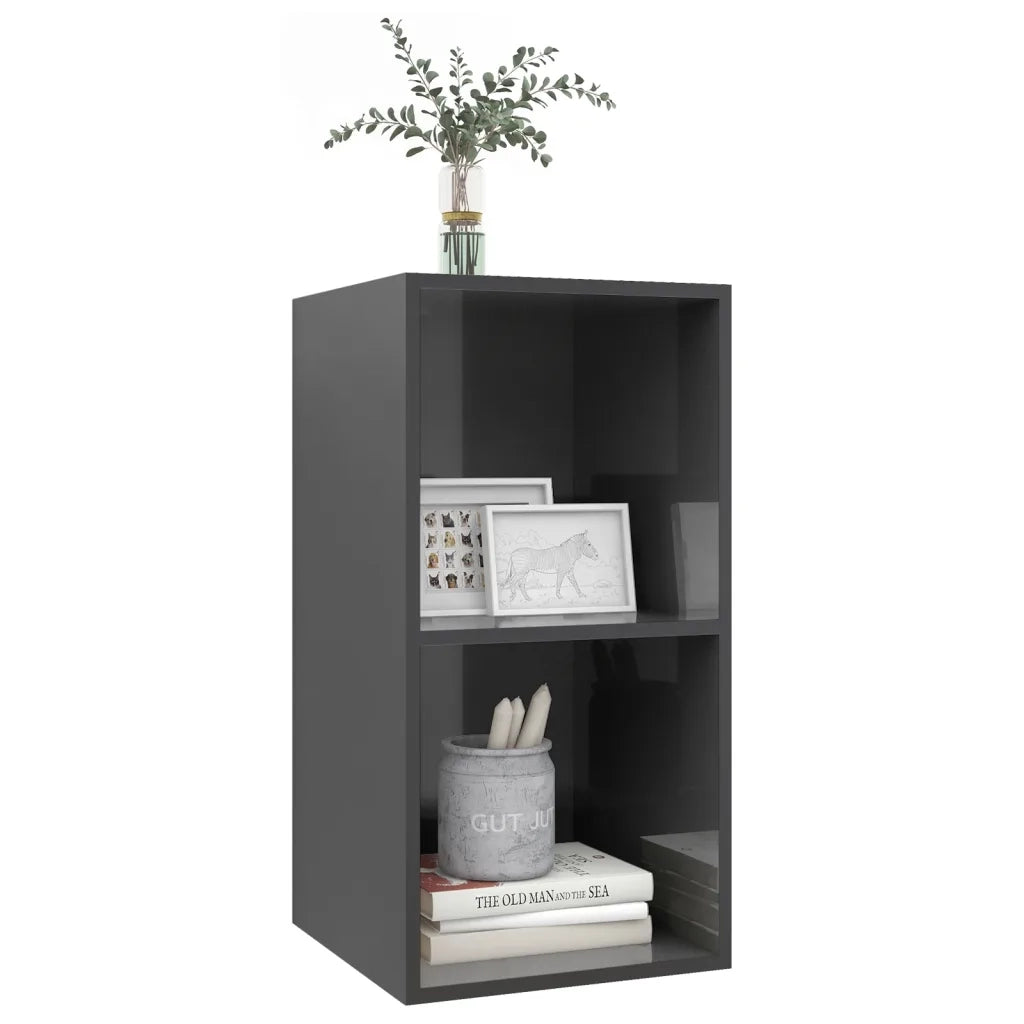 Mobile TV da parete-Mobile TV a Muro-Credenza TV Grigio Lucido 37x37x72 cm Legno Multistrato