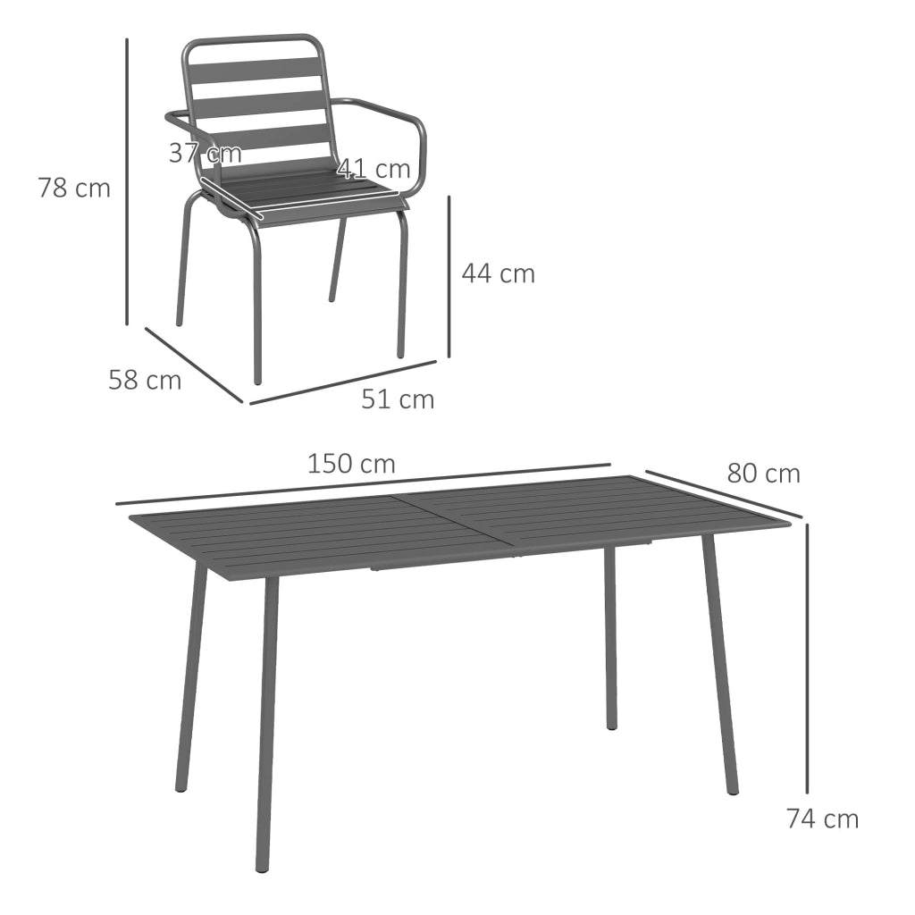 Set pranzo giardino 7 pezzi con tavolo e 6 sedie impilabili ¨C Xylo ¨C acciaio grigio antracite