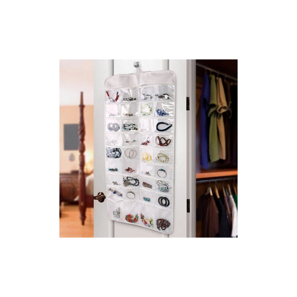 Trade Shop - Organizzatore Organizer Di Gioielli Da Appendere Doppio Lato 72 Tasche Jewellery -