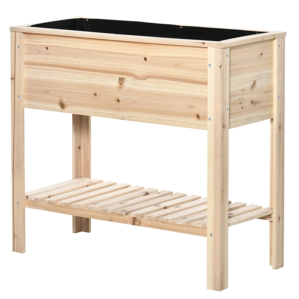 Fioriera da giardino con ripiano a doghe e sistema di irrigazione ¨C Minimal ¨C Legno massello 90x40x81 cm