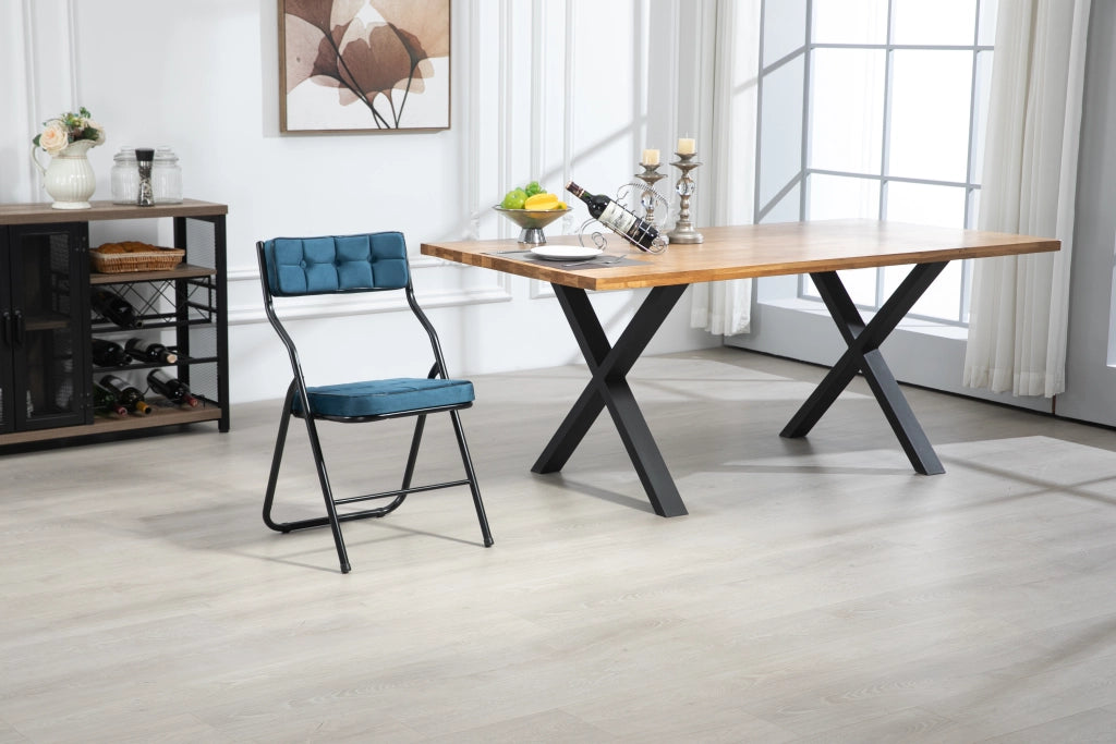 SEDIA Pieghevole Imbottita in velluto blu Set da 2 pezzi
