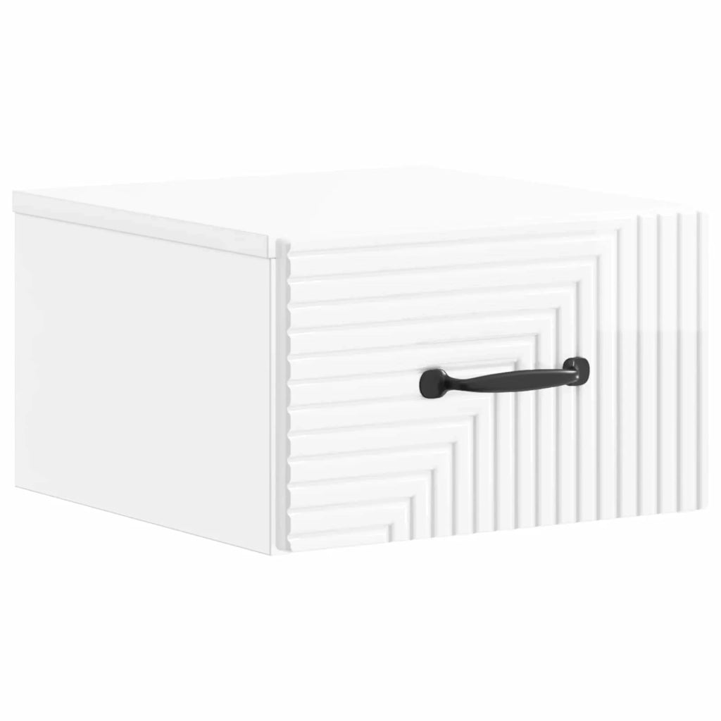 Mobiletto da notte a muro Bianco Lucido 34,5 x 33 x 20 cm 898603