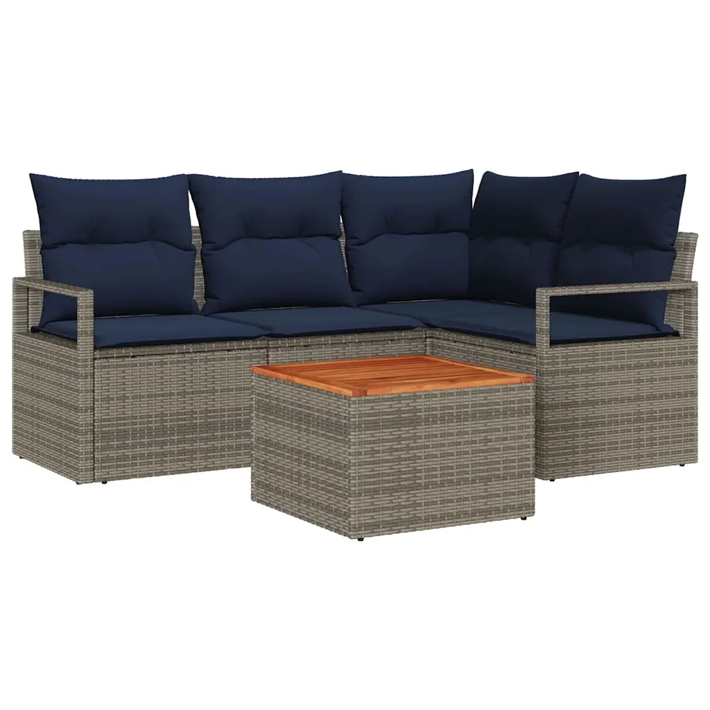 Set Divano da Giardino con cuscino 5 pcs Grigio polyrattan 3347703