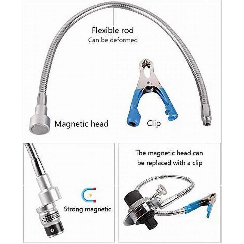 Trade Shop - Strumento Di Misurazione Angolare Clip 1/2 Calibro Con Tubo Flessibile Magnetico -