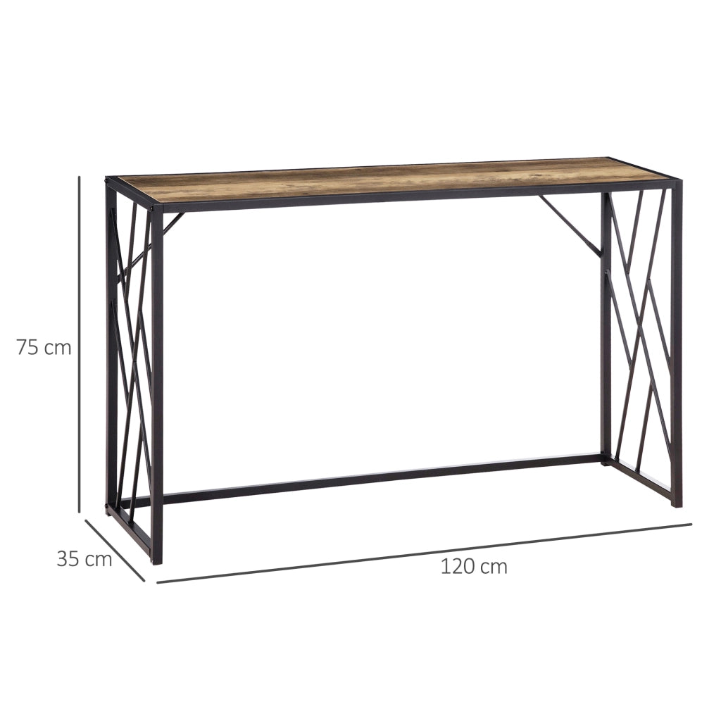 Consolle da Ingresso ¨C Minimal ¨C Legno e Acciaio, Marrone, 120x35x75cm