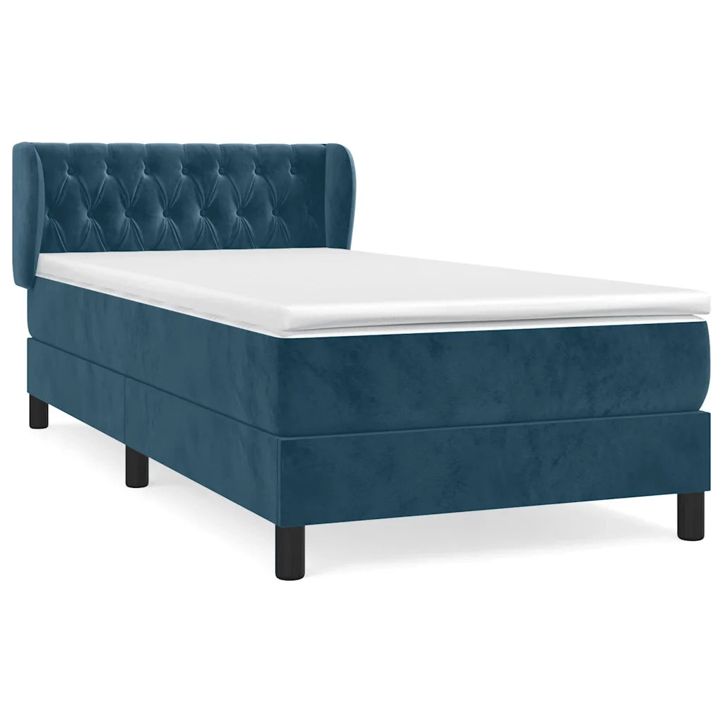 Giroletto a Molle con Materasso-Struttura Letto Blu Scuro 90x190 cm in Velluto 615480
