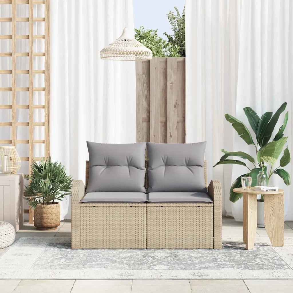 Divano da giardino con cuscino Beige 124 x 62 x 69cm polyrattan 42006735