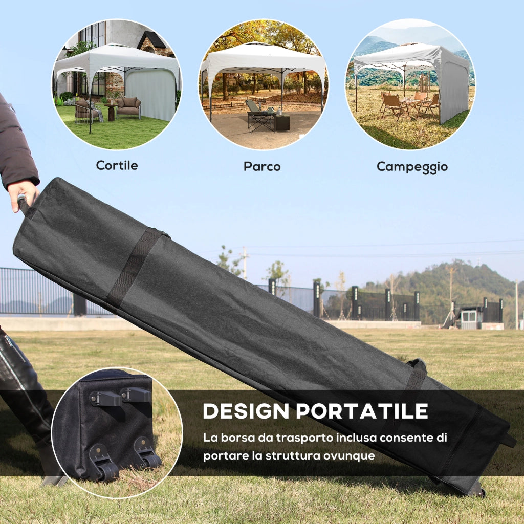 Gazebo da Giardino 3x3 m Regolabile ¨C Minimal ¨C Poliestere Acciaio Bianco